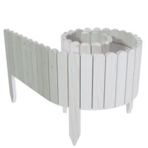Gard de gradina decorativ din lemn, alb, 200x30 cm - imagine 1