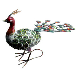 Decoratiune gradina, metalica, paun verde, 23x62x43 cm - imagine 1