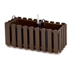 Jardiniera decorativa, suport metalic, sistem irigare, maro, 38x18x16.2 cm, Boardee Fencycase W Old