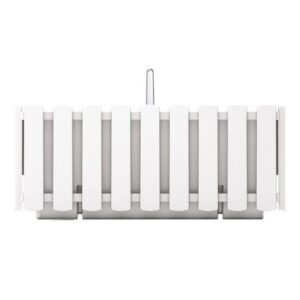 Jardiniera decorativa, suport metalic, sistem irigare, alb, 38x18x16.2 cm, Boardee Fencycase W Old