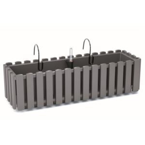 Jardiniera decorativa, suport metalic, sistem irigare, gri, 58x18x16.2 cm, Boardee Fencycase W Old