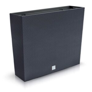 Jardiniera decorativa, imitatie ratan, antracit, 58x18x49.8 cm, Rato Case Old