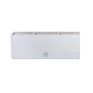 Jardinieră cu sistem de irigare, aspect ratan, albă, 60 cm, Prosperplast - imagine 1