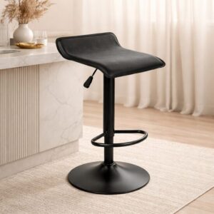 Scaun de bucatarie/bar, Artool, Fort, rotativ, piele ecologica neagra, picior metal negru, 38x39x84 cm - imagine 1