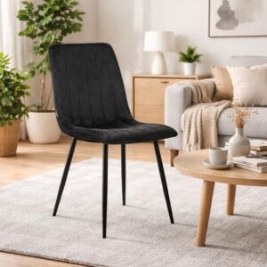 Scaun bucatarie/living, Artool, Lava, catifea neagra, picioare metal negru, 43x51x90 cm - imagine 1