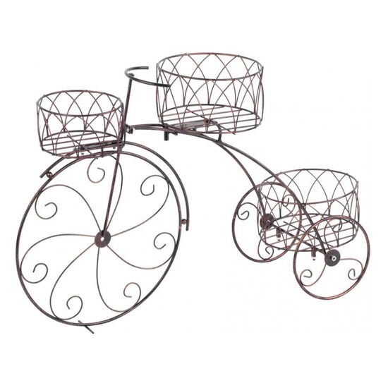Suport metalic pentru flori, model bicicleta vintage, 3 ghivece, 60x21x42 cm, Strend Pro