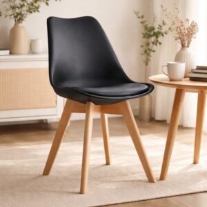 Scaun bucatarie/living, Artool, Mark, PP negru, picioare lemn natur, 49x43x82 cm - imagine 1