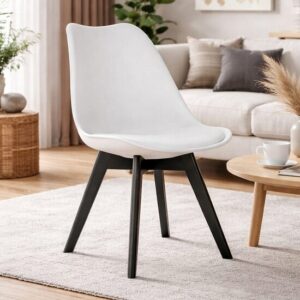 Scaun bucatarie/living, Artool, Mark, PP alb, picioare negre, 49x55.5x82.5 cm - imagine 1