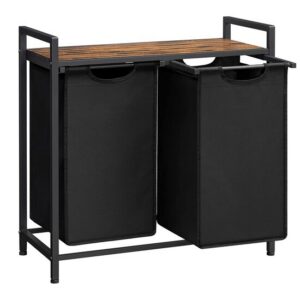 Raft baie cu cosuri rufe, Leobert, placa MDF, 2 rafturi, maro, 73x33x72 cm - imagine 1