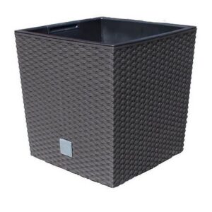 Ghiveci decorativ de flori, Prosperplast, Rato, imitatie ratan, patrat, maro, 40x40x40.8 cm