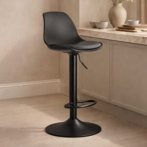 Scaun de bucatarie/bar, Artool, Hoga, rotativ, PP negru, picior metal negru, 38x40x81-102 cm - imagine 1