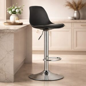 Scaun de bucatarie/bar, Artool, Hoga, rotativ, PP negru, picior metal argintiu, 38x40x81-102 cm - imagine 1