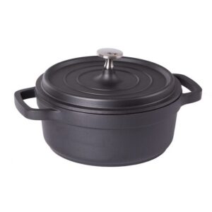 Oala de aluminiu cu capac, negru, 2.2 L, 20 cm, Verk Group - imagine 1