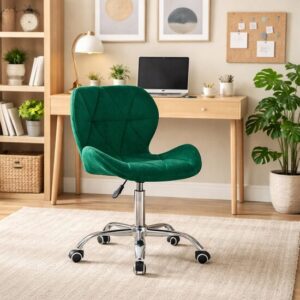 Scaun de birou, Artool, Avola, rotativ, catifea, verde, 53.5x55x72.5-86.5 cm - imagine 1