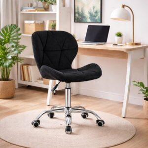 Scaun de birou, Artool, Avola, rotativ, catifea, negru, 53.5x55x73.5-86.5 cm - imagine 1