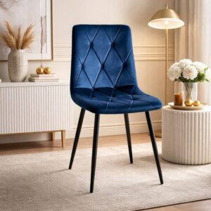 Scaun bucatarie/living, Artool, Libra, catifea bleumarin, picioare metal negru, 44x40x88.5 cm - imagine 1
