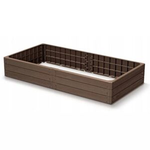 Pat/strat inaltat pentru flori, legume, din plastic, efect lemn, maro, 149.2x75.6x25 cm, Prosperplast - imagine 1