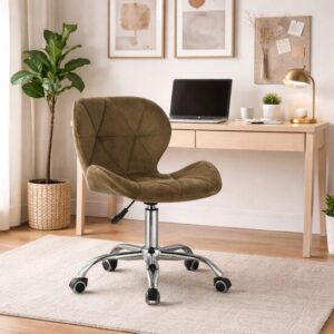 Scaun de birou, Artool, Avola, rotativ, catifea, maro, 53.5x55x72.5-86.5 cm - imagine 1
