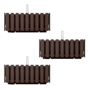 Set 3 jardiniere pentru balcon cu suport metalic, maro, 38 cm, Prosperplast - imagine 1