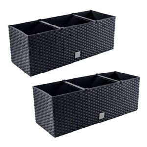 Set 2 jardiniere cu sistem irigare aspect ratan, 60 cm, Prosperplast - imagine 1