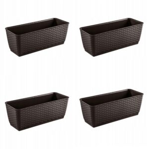 Set 4 jardiniere decorative, Prosperplast, imitatie ratan, maro, 49.2x17.2x17.4 cm - imagine 1