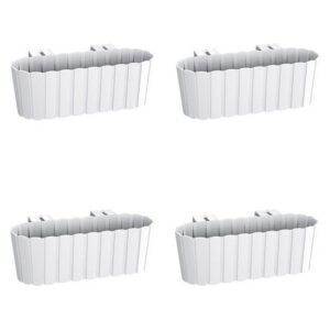 Set 4 jardiniere decorative cu suport de plastic, alb, 4.9 L, 38.3x21.2x13 cm, Boardee Hook - imagine 1