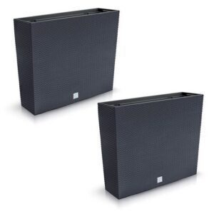 Set 2 jardiniere decorative, imitatie ratan, antracit, 58x18x49.8 cm, Rato Case - imagine 1