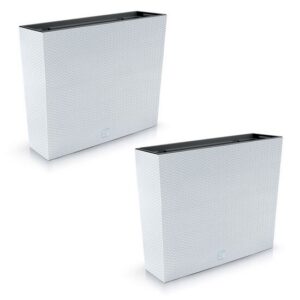 Set 2 jardiniere decorative, imitatie ratan, alb, 58x18x49.8 cm, Rato Case - imagine 1