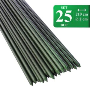 Set 25 araci de gradina, suport pentru rosii, castraveti si fasole, metal acoperit cu PVC, rezistenti la rugina, verde, 210x2 cm, Artool - imagine 1