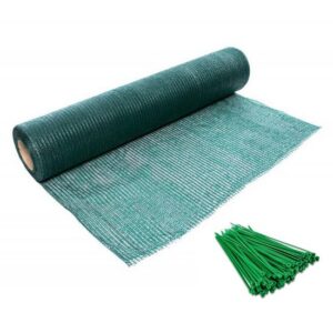 Plasa de umbrire, 80 g/mp, grad de umbrire 85%, verde, 20x2 m, cu 50 de coliere pentru montare, 150x2.5 mm - imagine 1