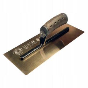 Gletiera inox, intarita, Premium Gold, 35.6x12 cm x 0.65 mm, maner piele naturala, Olejnik