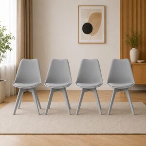Set 4 scaune bucatarie/living, Artool, Mark, PP gri, picioare gri, 49x43x82 cm - imagine 1