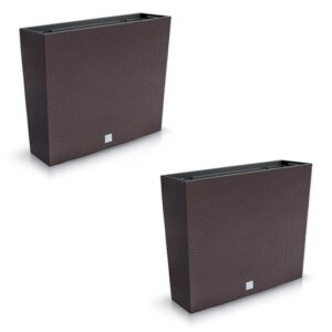 Set 2 jardiniere decorative, imitatie ratan, Rato Case, maro, 58x18x49.8 cm
