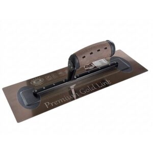 Gletiera inox, intarita, Premium Gold, 35.6x12 cm x 0.65 mm, maner piele Alcantara, Olejnik