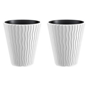 Set 2 ghivece de flori, Sandy, rotunde, 39x43.6 cm, alb, Prosperplast - imagine 1