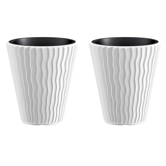 Set 2 ghivece de flori, Sandy, rotunde, 39x43.6 cm, alb, Prosperplast