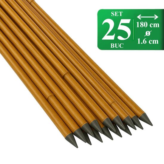 Set 25 araci de gradina, suport pentru rosii, castraveti si fasole, metal acoperit cu PVC, rezistenti la rugina, maro, 180x1.6 cm, Artool