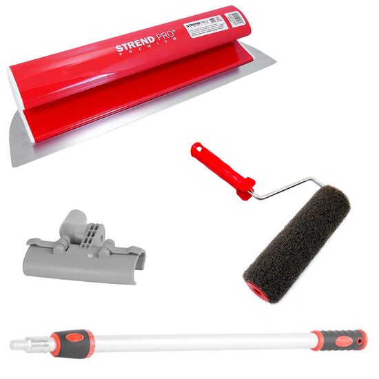 Set gletiera profesionala, inox, 40 cm x 0.3 mm, adaptor, maner telescopic 1.08-1.88 m, rola gletuit, Strend Pro