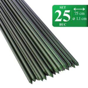 Set 25 araci gradina, suport pentru flori si plante cataratoare, metal acoperit cu PVC, rezistenti la rugina, verde, 75x1.1 cm, Artool