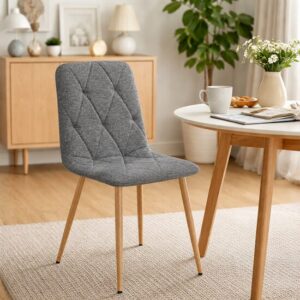 Scaun bucatarie/living, Artool, Libra, textil gri inchis, picioare metal natur, 44.5x54.5x87 cm - imagine 1