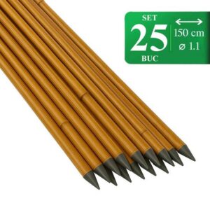 Araci de grădină maro, metal-PVC, set 25 bucăți, 150 cm