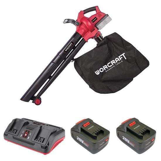 Aspirator și suflantă de frunze pe acumulator 20V, cu sac colector, Worcraft