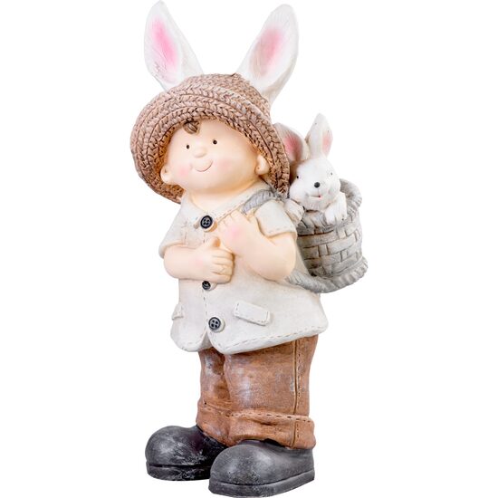 Decorațiune de grădină băiat cu iepuraș, ceramică, 48 cm, MagicHome