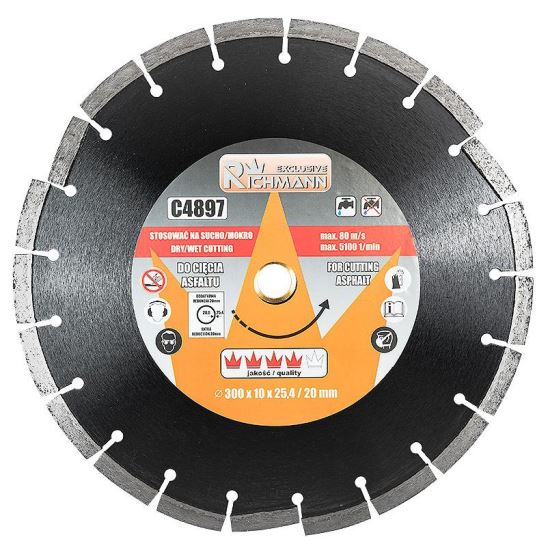 Disc diamantat pentru asfalt 300 mm, tăiere umedă și uscată, Richmann Exclusive