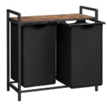 Dulap organizator baie cu coșuri de rufe, 73x33x72 cm, Leobert