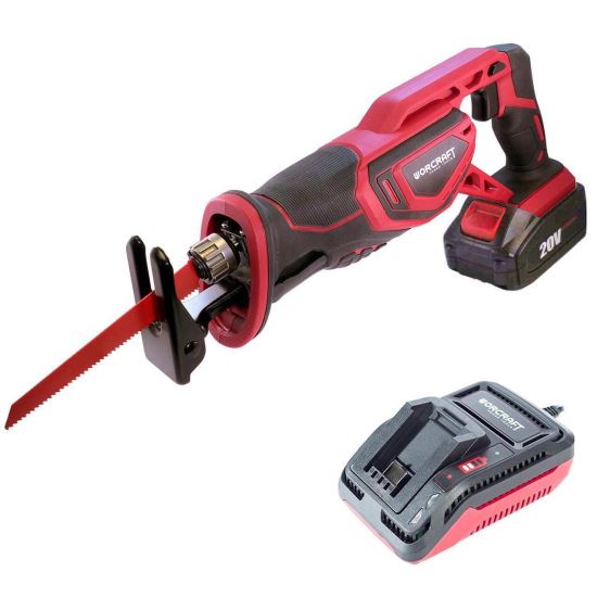 Fierăstrău sabie pe acumulator 20V, baterie 2Ah și încărcător, Worcraft