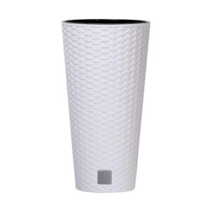 Ghiveci de flori rotund, imitație ratan, alb, 64 L, Prosperplast