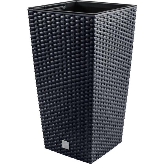 Ghiveci decorativ înalt cu aspect de ratan, 32.5×32.5×61 cm, Prosperplast