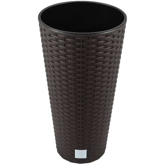 Ghiveci decorativ înalt maro cu vas interior, imitație ratan, 40×76.3 cm, Prosperplast Ghiveci decorativ înalt maro cu vas interior, imitație ratan, 40×76.3 cm, Prosperplast