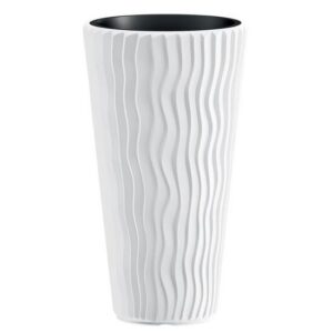 Ghiveci rotund înalt pentru flori, plastic alb, 39×70.8 cm, Prosperplast